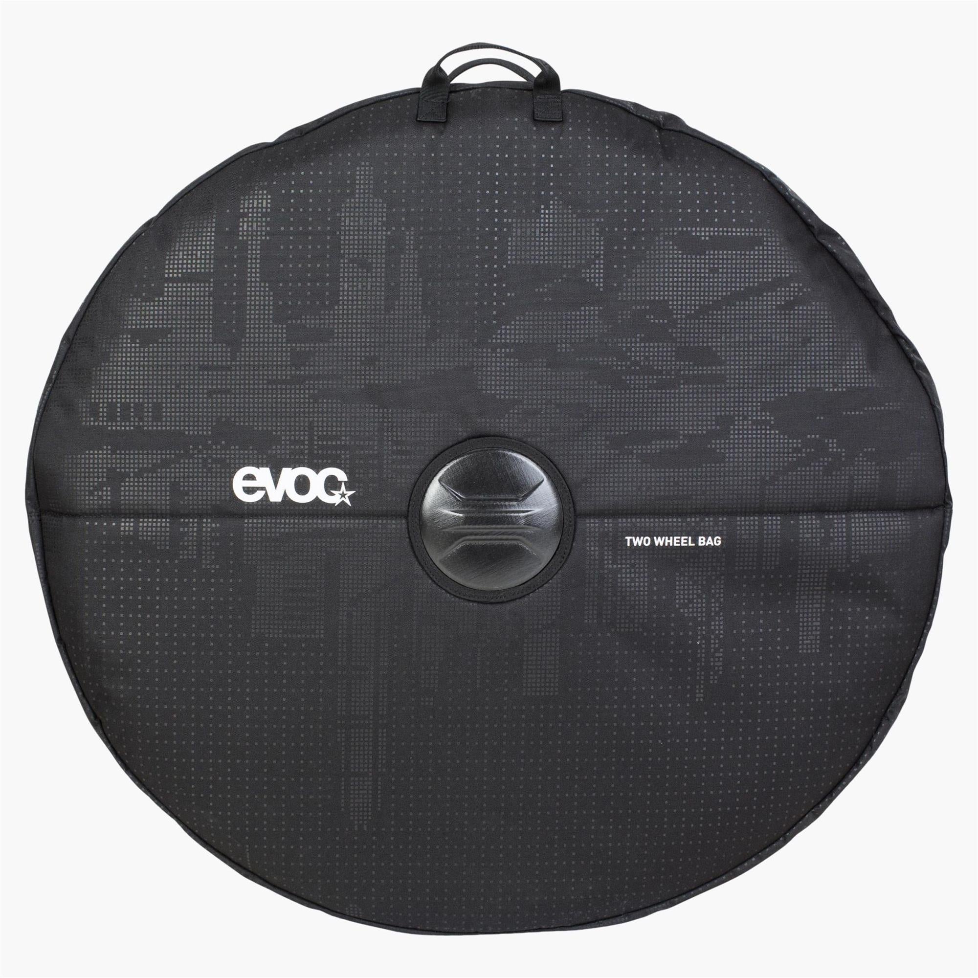 EVOC Two Wheel Bag for bike rims up to 29 inches, featuring reinforced protection for transportation of bike wheels.