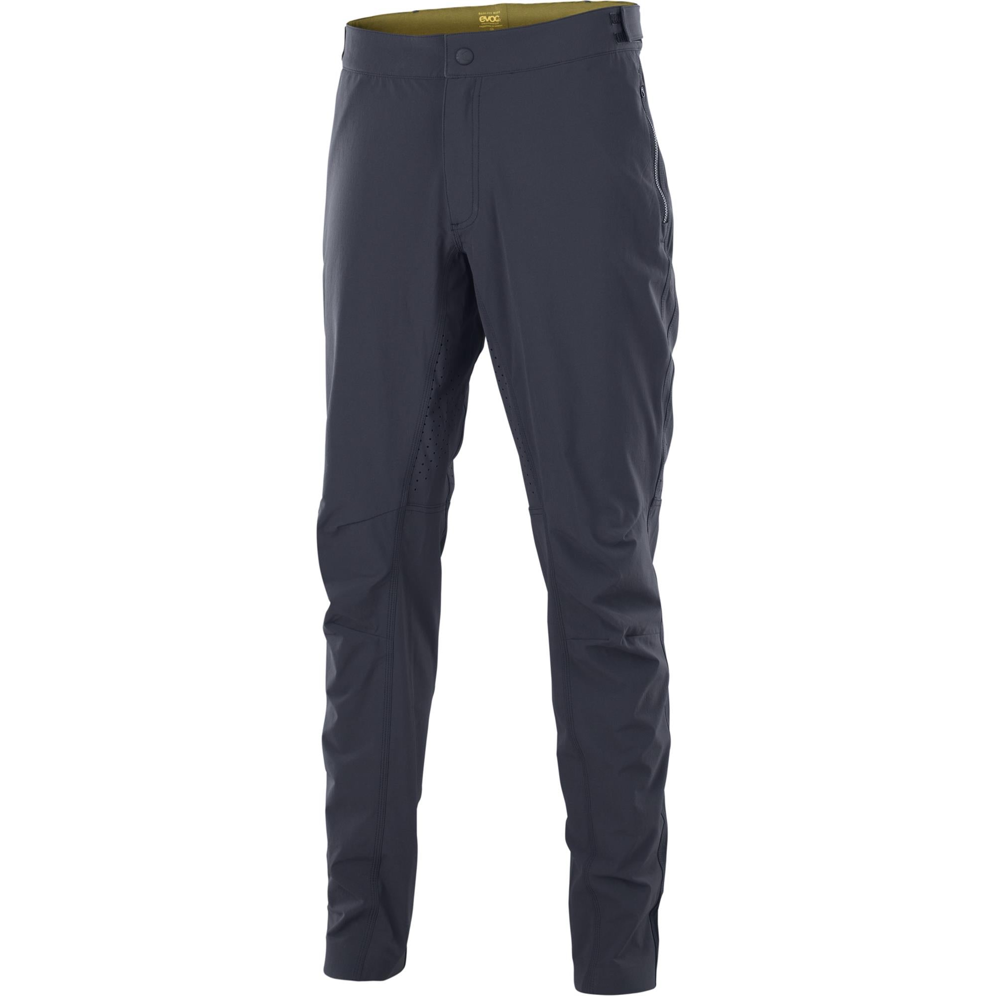 EVOC bike pants for MTB and Enduro riding with ventilation panels and adjustable waistband, designed for comfort and performance.
