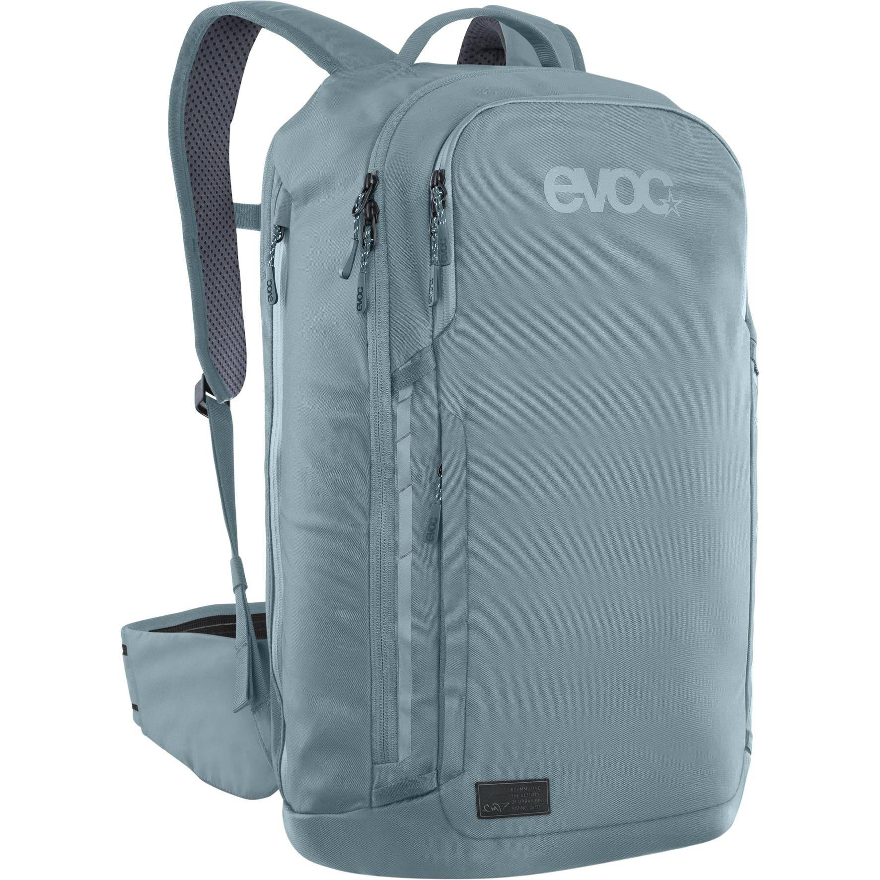 EVOC Commute Pro 22L urban cycling backpack with integrated LITESHIELD PLUS back protector, designed for safe commuting.