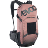 EVOC FR Enduro Protector Backpack with 16L capacity and LITESHIELD back protection, shown with multiple compartments and adjustable straps.