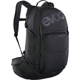EVOC Explorer Pro 30L cycling backpack with hydration reservoir and helmet holder, designed for performance cycling accessories.