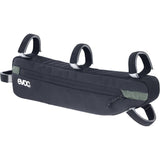 EVOC Frame Pack for cycling with reflective accents, upcycled material, handlebar compatibility, and compact design for bike accessories.