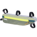 EVOC Frame Pack for cycling with reflective details and handlebar compatibility, upcycled, lightweight accessory for bike rides.
