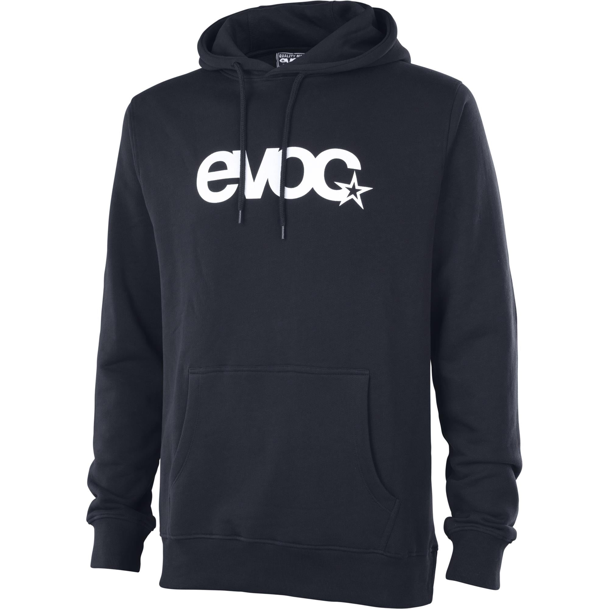 Unisex EVOC Logo Hoody made of organic cotton with fleece lining, featuring the EVOC brand logo on the front.