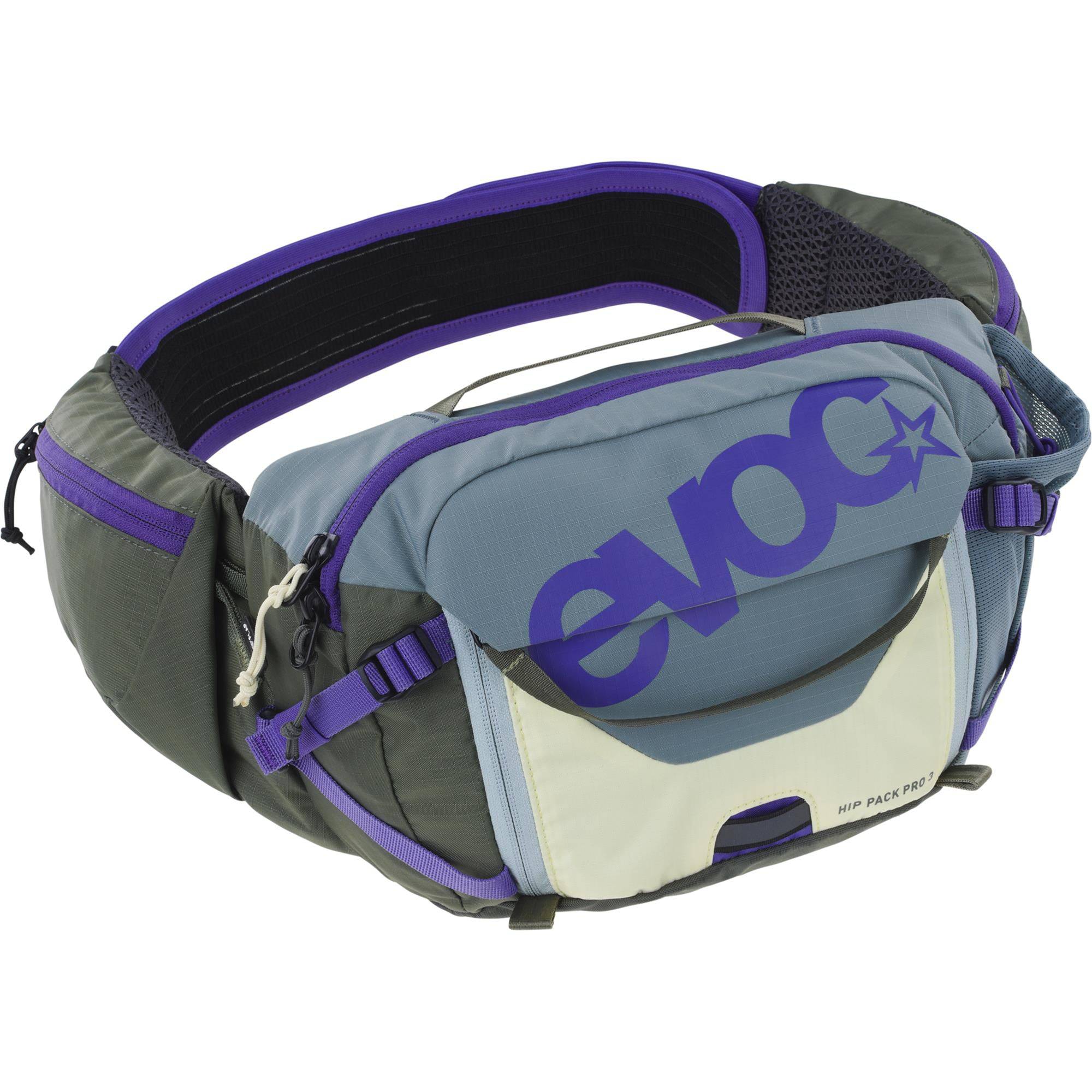 EVOC Hip Pack Pro 3L outdoor lumbar pack with 1.5L hydration bladder, black accessory for hiking and outdoor activities