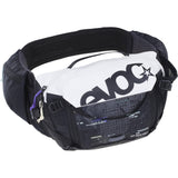 EVOC Hip Pack Pro 3L outdoor lumbar pack with 1.5L hydration bladder, black accessories for hiking or biking.