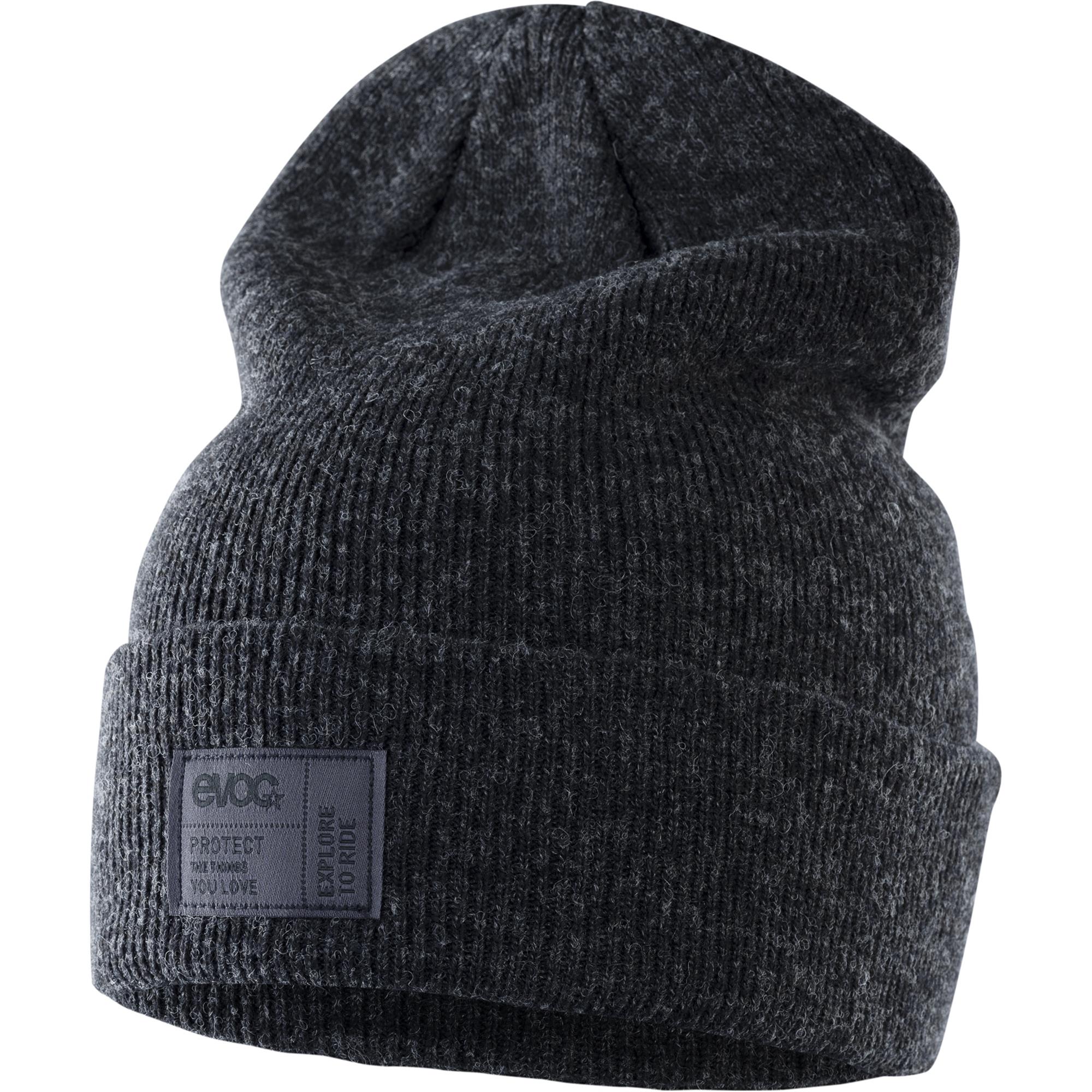 Unisex EVOC Logo beanie in warm knit fabric, designed for outdoor winter use, featuring the EVOC brand logo on a cozy knit hat.