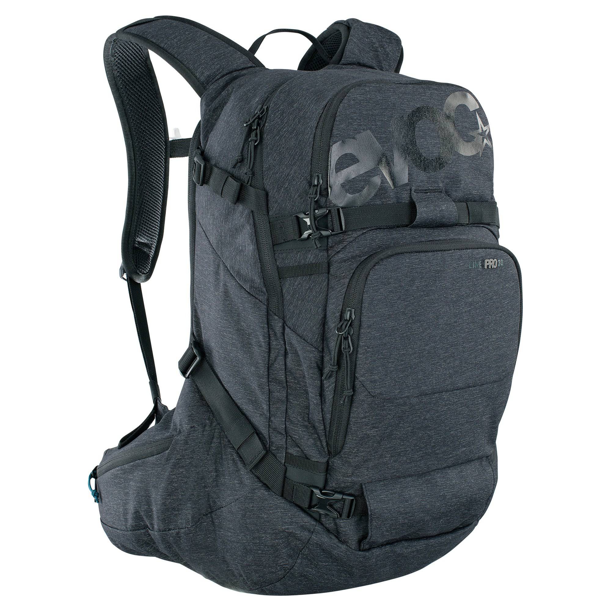 EVOC Line Pro 30L backpack with LITESHIELD PLUS spinal protection for touring and freeride adventures.
