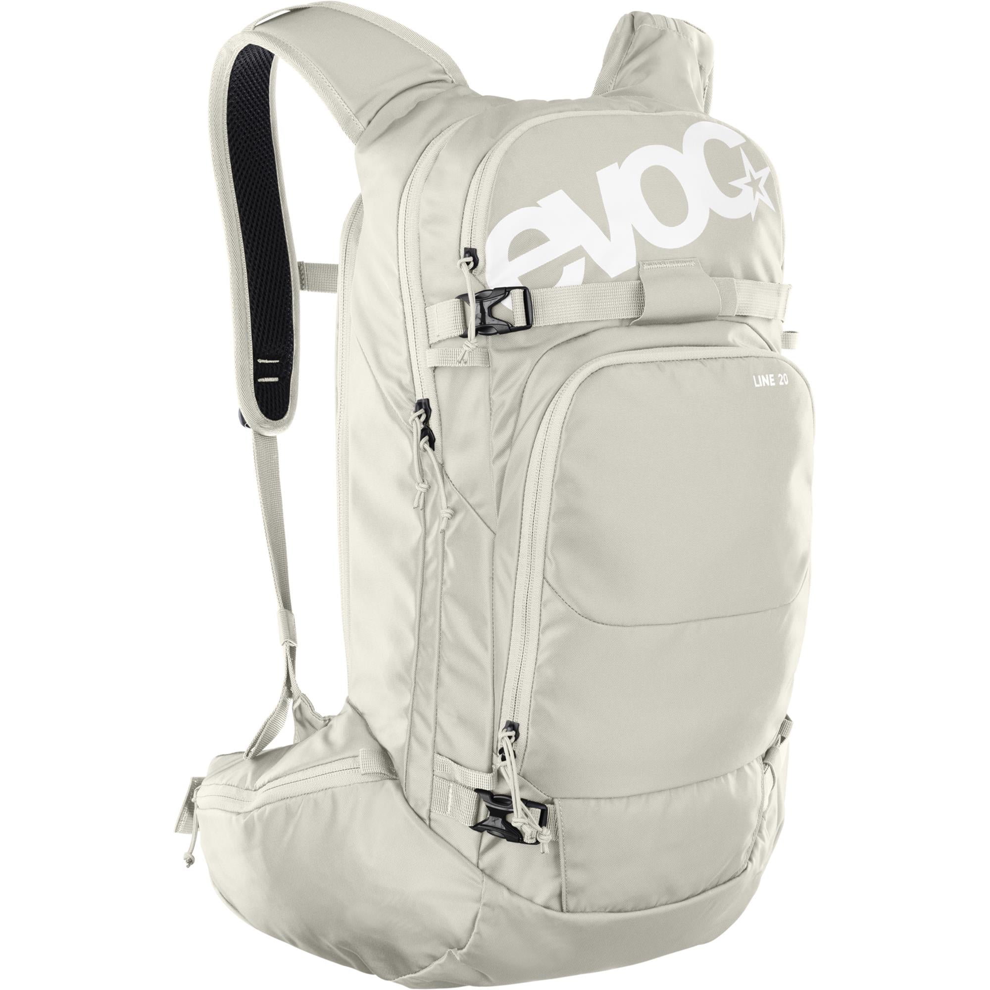 EVOC Line Bag backpack with avalanche pocket, hydration system, and ski carry for outdoor adventures and winter sports.