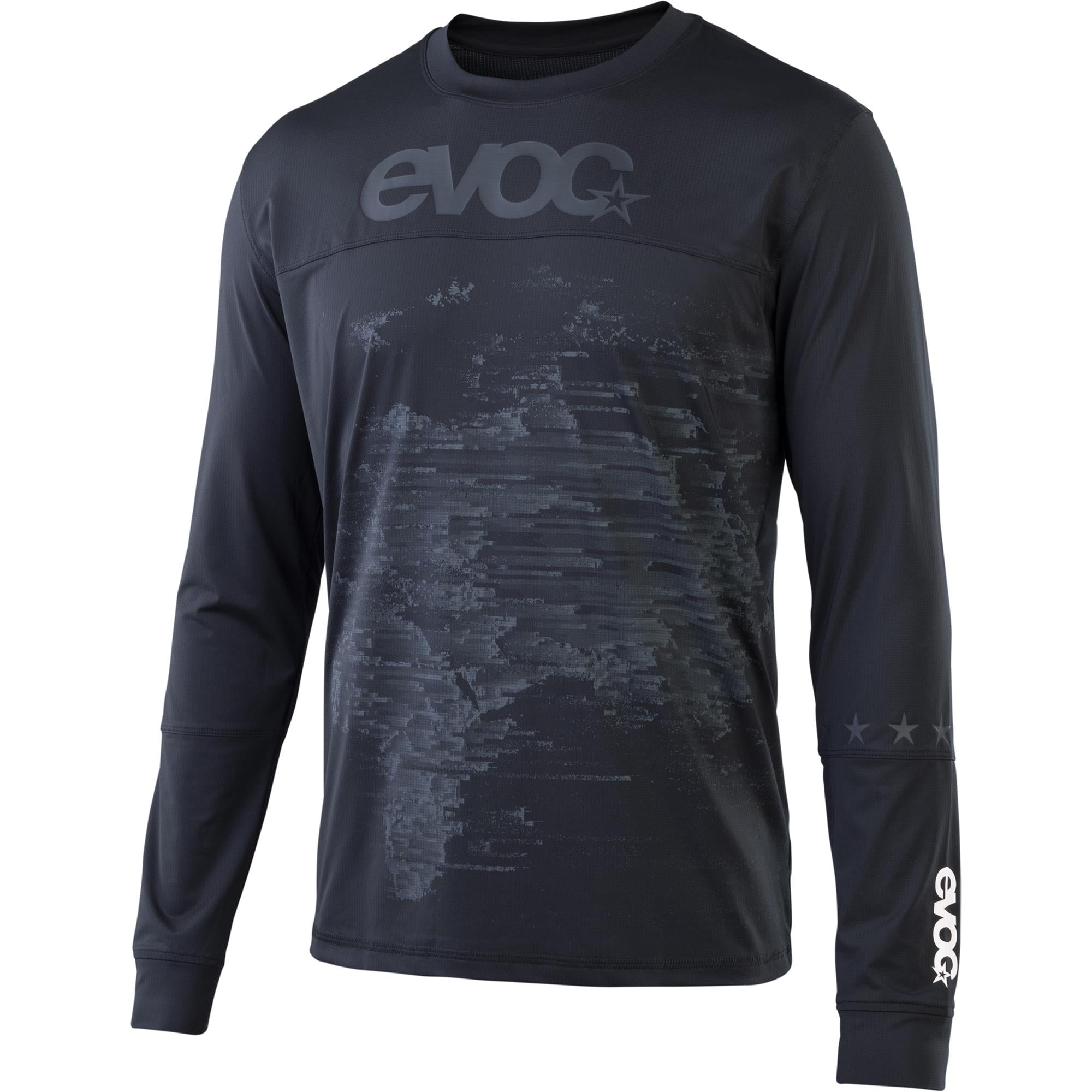 EVOC men's long sleeve cycling jersey with breathable quick-dry fabric, designed for mountain biking.