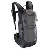 EVOC FR Lite Race Protector Backpack with LITESHIELD shock absorption and ventilation, showing padded straps and protective back panel.