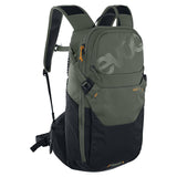 EVOC Ride Performance 12L cycling backpack with 2L hydration bladder, black, featuring adjustable straps and multiple compartments