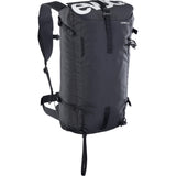 EVOC Summit Backpack for ski touring with avalanche gear compartments and hydration system, designed for outdoor adventure.