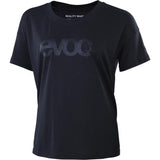 Women's EVOC logo t-shirt made from sustainable hemp and recycled polyester, featuring a stylish design and comfortable fit.