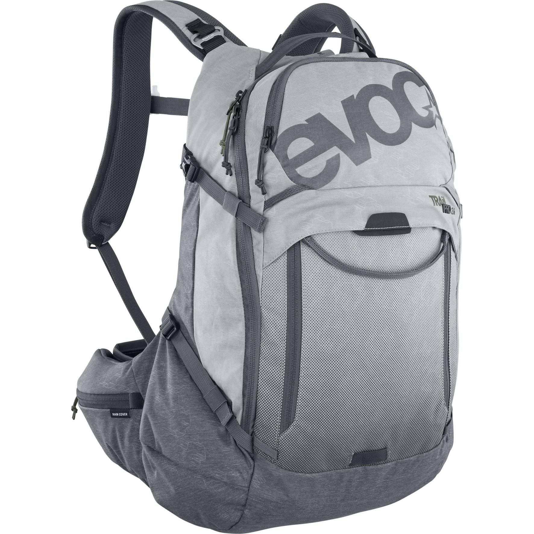 EVOC Trail Pro 26L backpack with LITESHIELD Level 2 back protector, designed for trail riding and outdoor adventure.