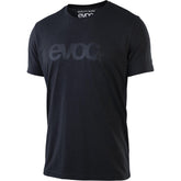 Men's EVOC logo T-shirt made from sustainable hemp and recycled polyester, featuring a simple logo design on the front.