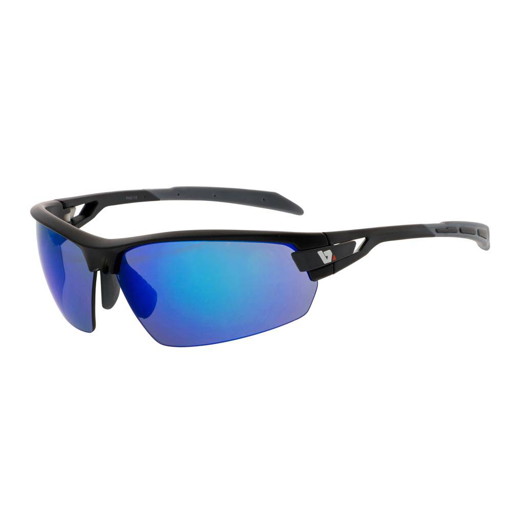 BZ Optics Pho Blue Mirror sunglasses showing lightweight frame and reflective blue mirror lenses for unisex eyewear.