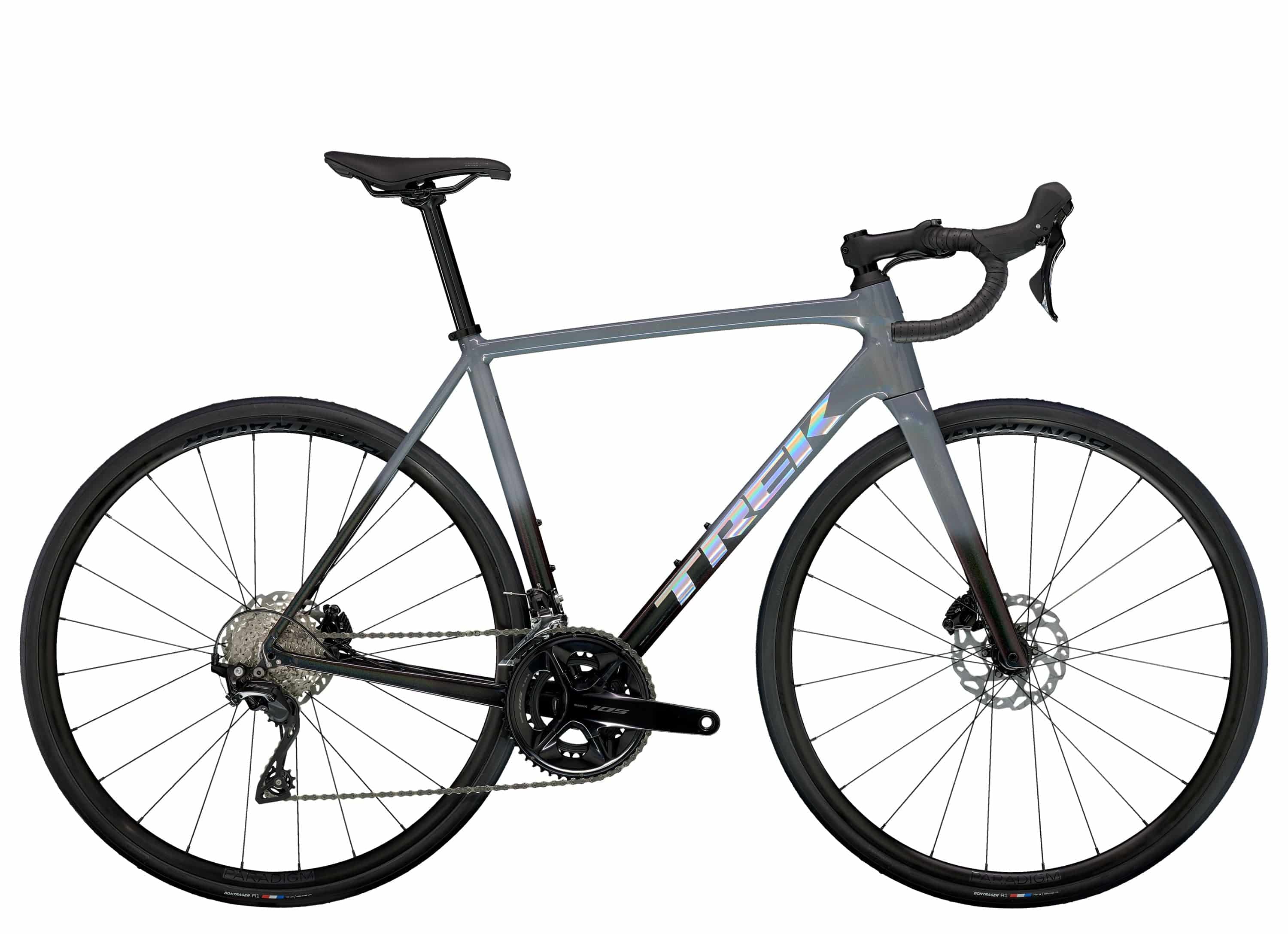 Lightweight Trek Emonda ALR 5 road racing bike with sleek frame and advanced components, designed for high-performance cycling.