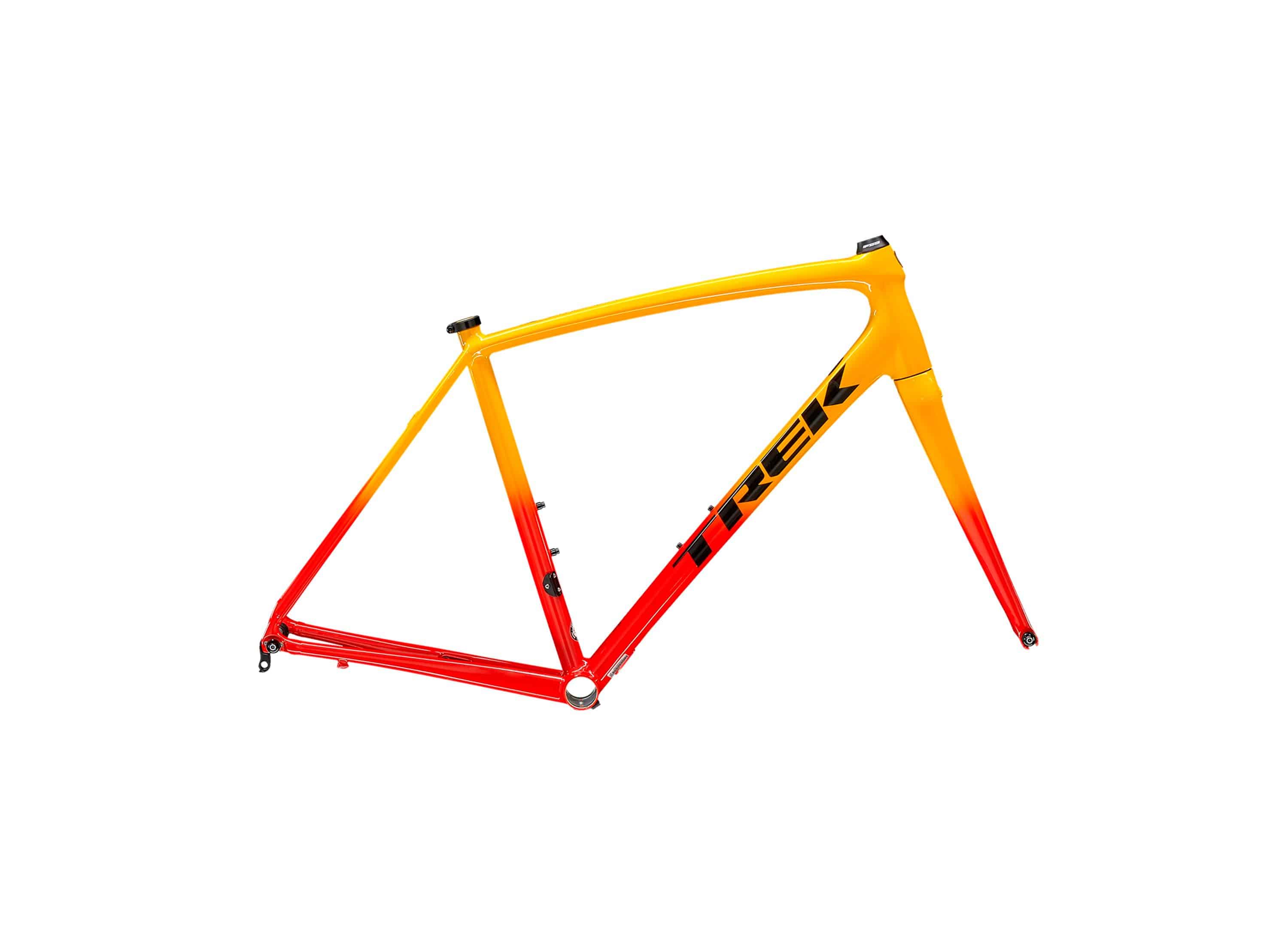 Trek Emonda ALR road bike frameset with H2 geometry and internal cable routing, shown in a sleek black and red design.