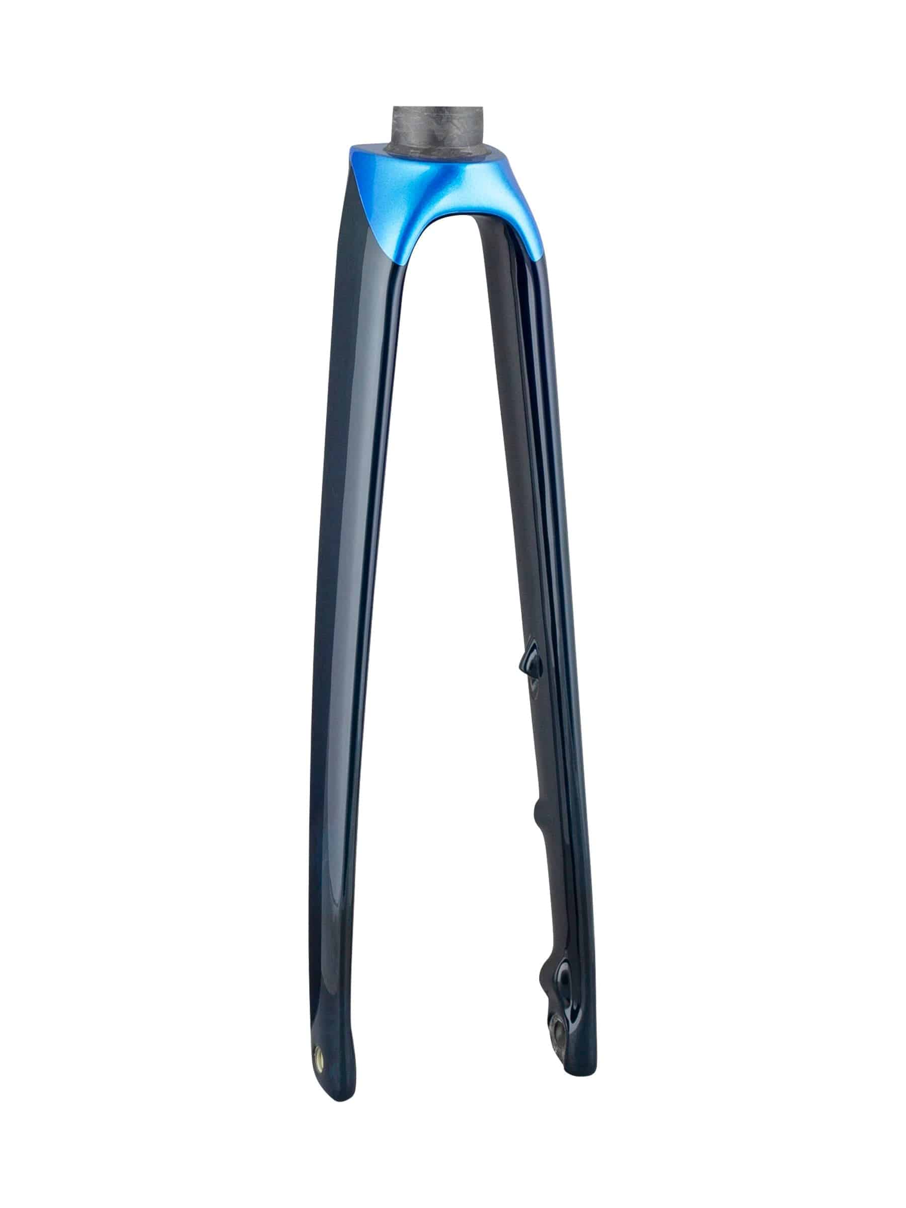 Trek Emonda SL7 carbon road bike forks with aerodynamic design and lightweight construction for high-performance racing.