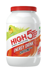 High5 Energy Drink Caffeine Tub in citrus flavor, showing the large 2200g container with label and branding for endurance hydration.