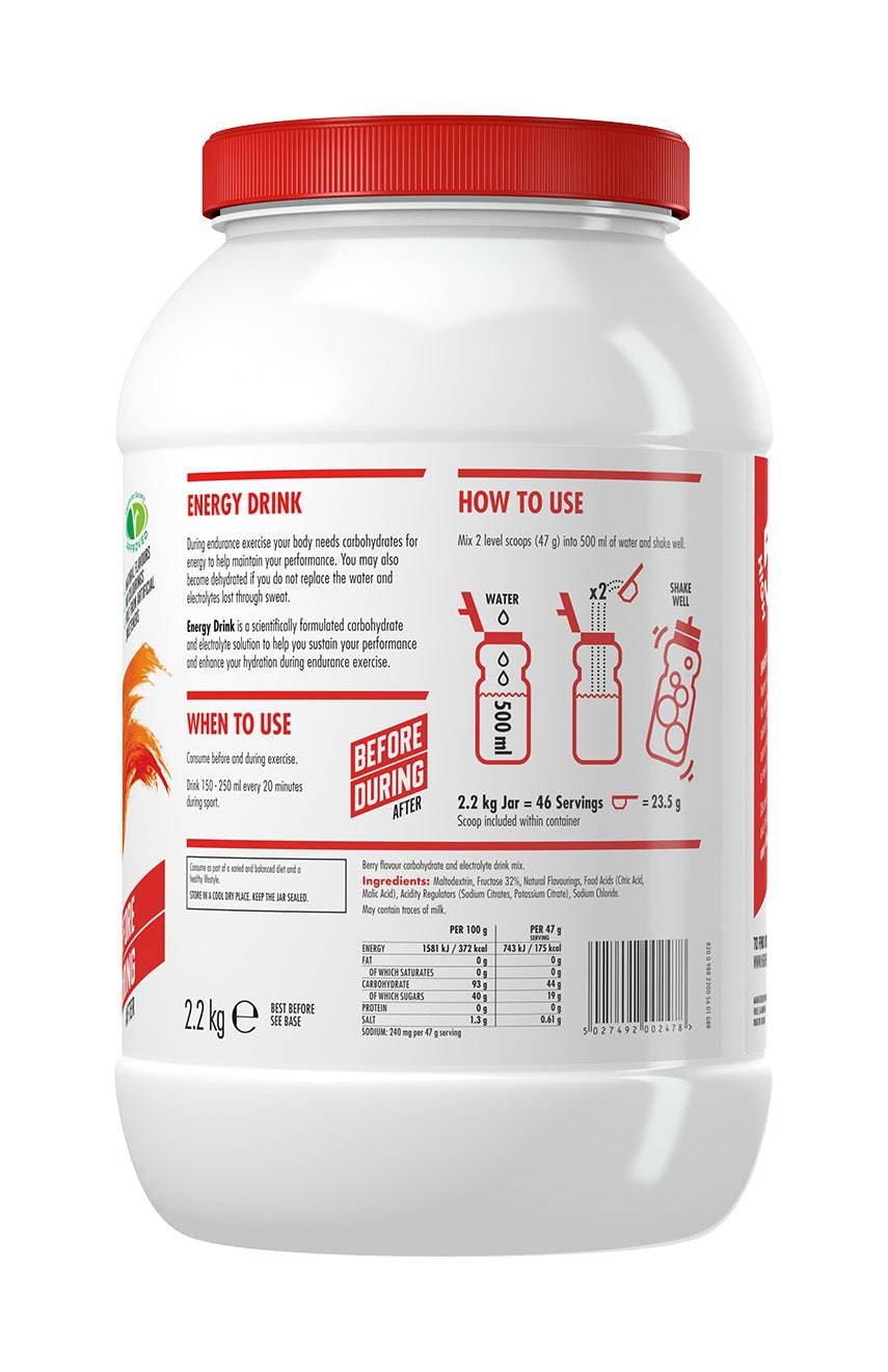 High5 Berry Energy Drink Tub 2.2kg, endurance carb and electrolyte sports drink, showing the product container with label.