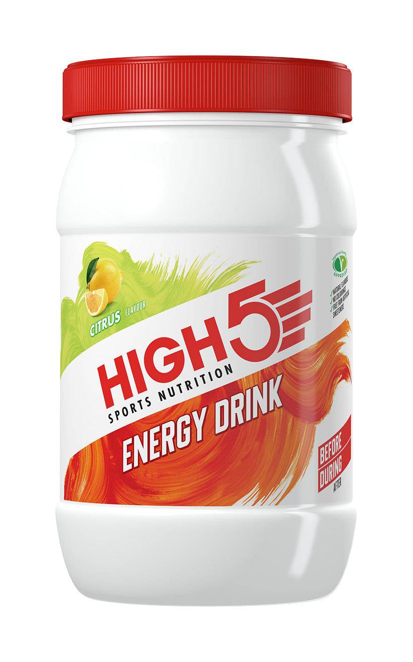 High5 Energy Drink Tub 1kg with citrus flavor, endurance sports carb and electrolyte mix, displayed front view.