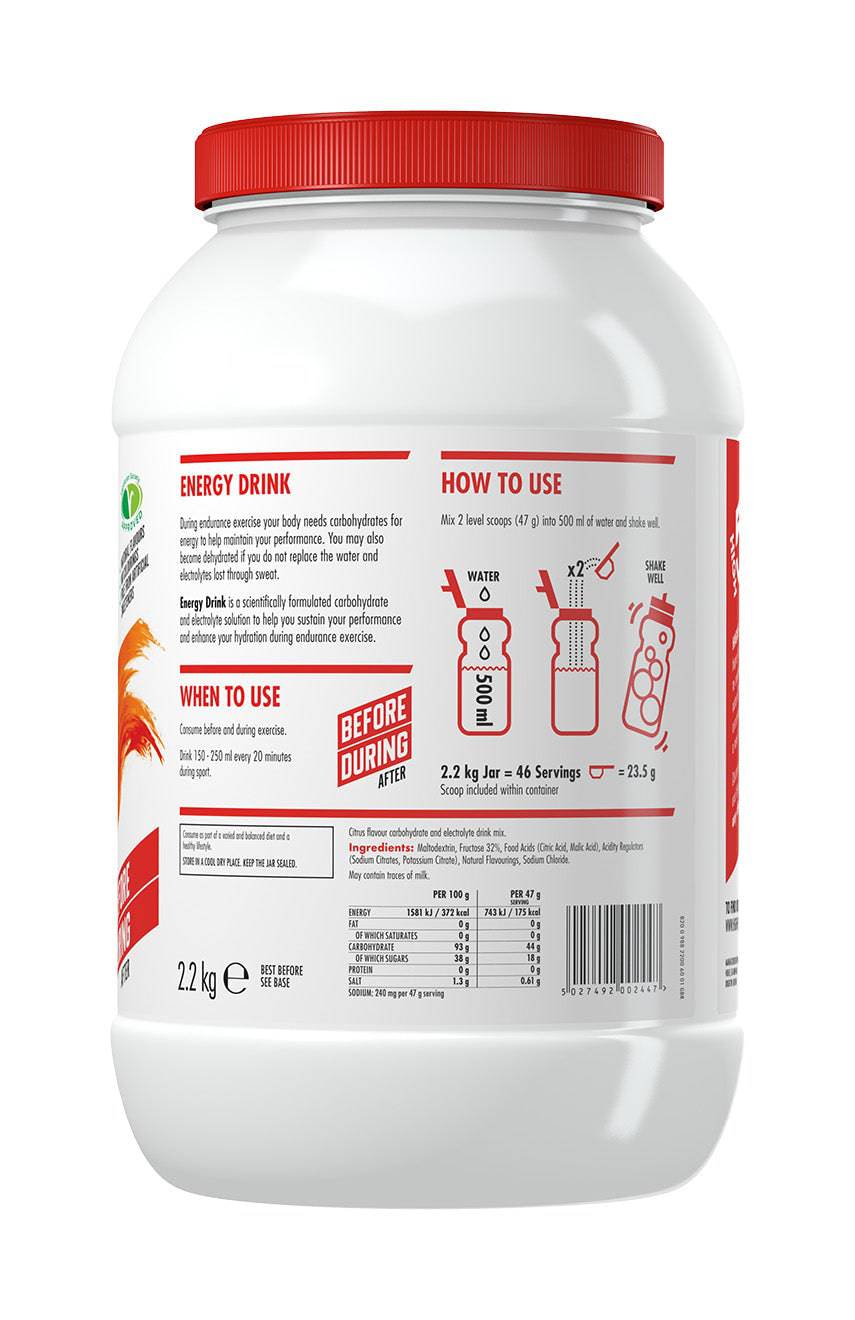 High5 Energy Drink Tub 2.2kg with citrus flavor, endurance carb and electrolyte sports drink powder for athletes and active lifestyles