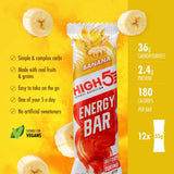 High5 energy bar pack with 12 banana-flavored fruit and grain endurance snacks, ideal for natural energy boost.