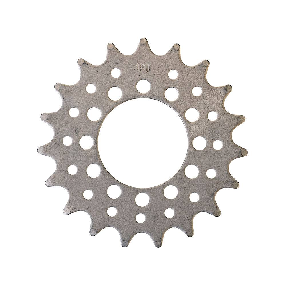 Gusset Components fixed track sprocket with 3/32-inch tooth width for 6-bolt disc mount hubs, shown in black on a white background.