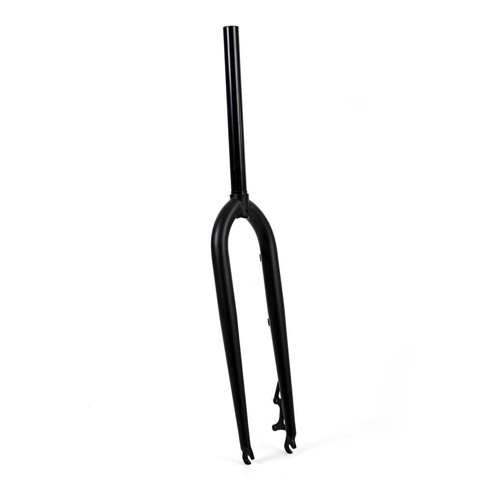 Identiti XC 465 mountain bike forks with enhanced steering and shock absorption, showing the black suspension components.