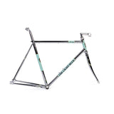 Light Blue Sport Trinity track frameset with Reynolds 531 steel tubing, featuring a classic light blue finish and sleek design