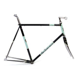 Light Blue Sport Trinity track frameset in light blue, Reynolds 531 steel with a classic design, featuring a sleek sport bike component.