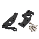 Light Blue Wolfson rear derailleur hanger replacement for bike frames, showing the light blue metal component on a bike.