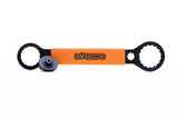Fat Spanner double-ended X-type bottom bracket tool with crank preload adjuster, unboxed, workshop tool for bicycle maintenance.