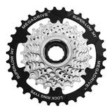 SunRace MFM4S 7-speed bicycle freewheel gear component with silver metal cogs for smooth shifting and reliable performance.