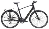 Trek FX+ 2 LT e-hybrid commuter bike with pedal assist, rear rack, disc brakes, and a sleek frame for city riding.