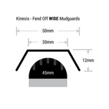 Black Kinesis Fend Off wide mudguards for Tripster ATR, AT, G2, and Range E-Bikes, made of durable accessories material.