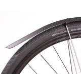 Black Kinesis Fend Off Shorty rear mudguard mounted on gravel bike, made of durable plastic for bike accessory protection.