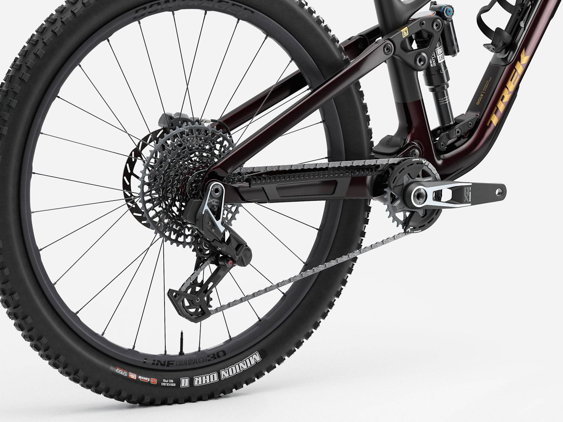 Trek Fuel EX 9.9 X0 AXS Gen 7 mountain bike with full suspension, black frame, and advanced trail performance features.