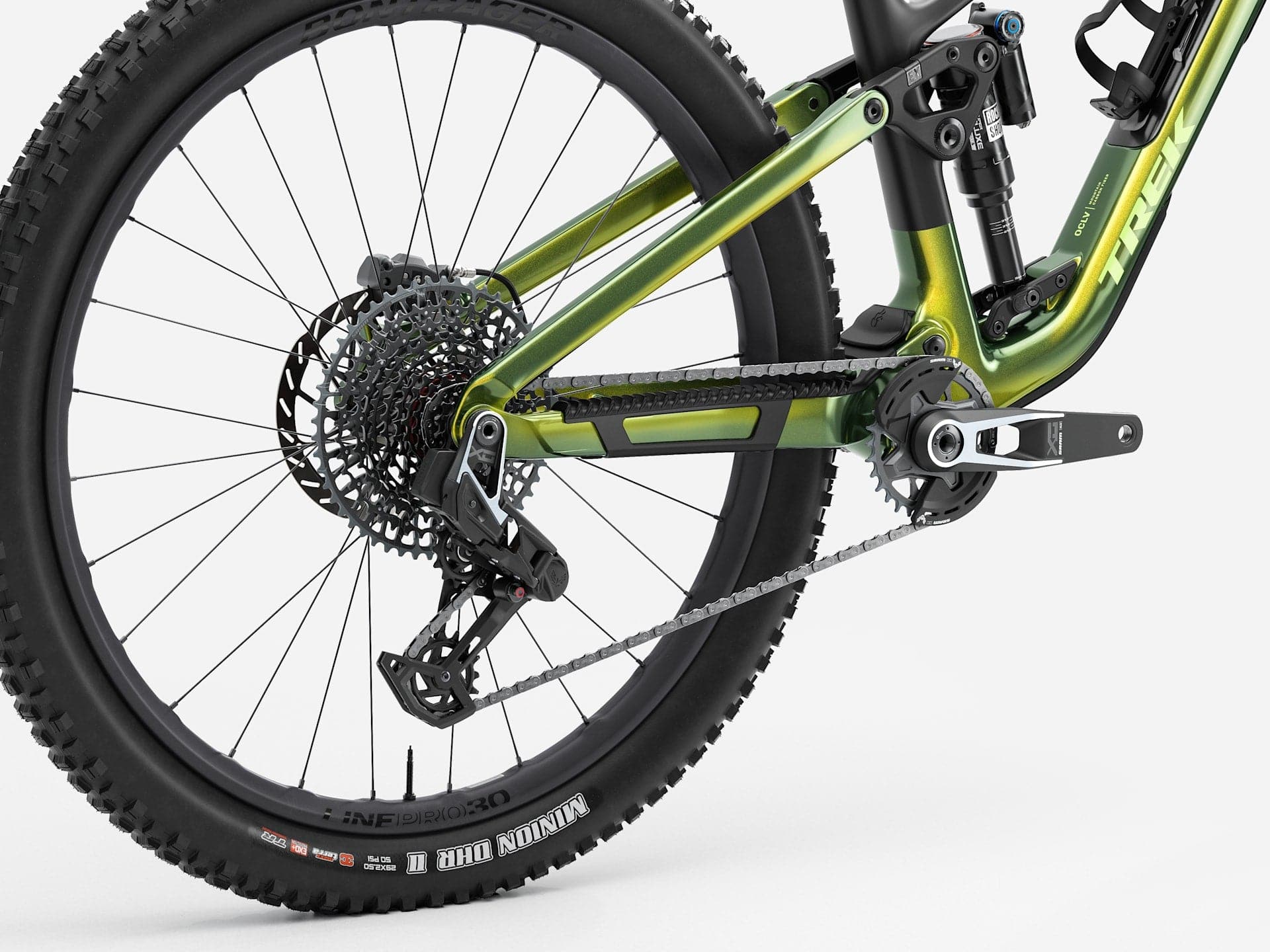 Trek Fuel EX 9.9 X0 AXS Gen 7 mountain bike with a sleek frame, full suspension, and high-performance components for trail riding.