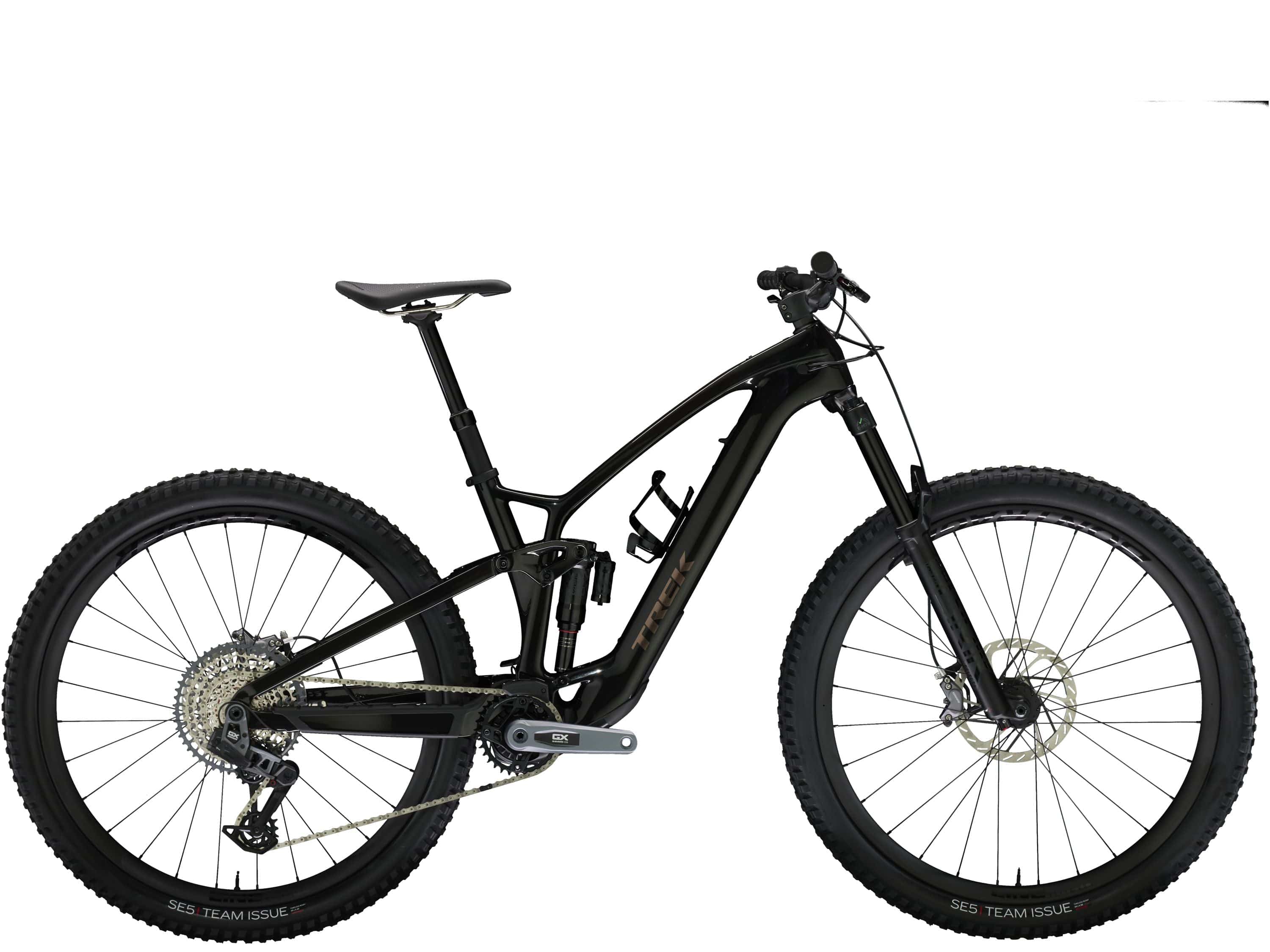Trek Fuel EXe 9.8 GX AXS T-Type 29er e-Mountain Bike with SRAM wireless shifting, black frame and high-performance components