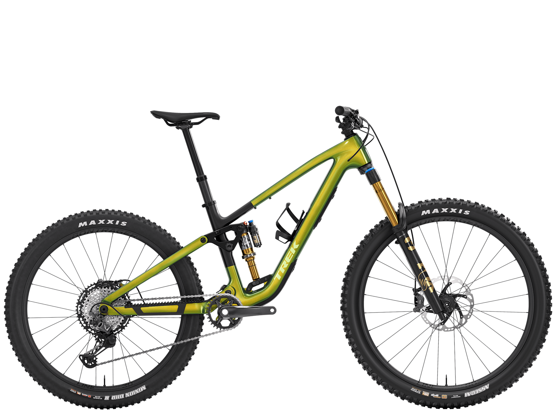 Trek Fuel MX 9.8 XT Gen 7 mountain bike with adjustable suspension, black frame, and knobby tires for versatile trail riding.