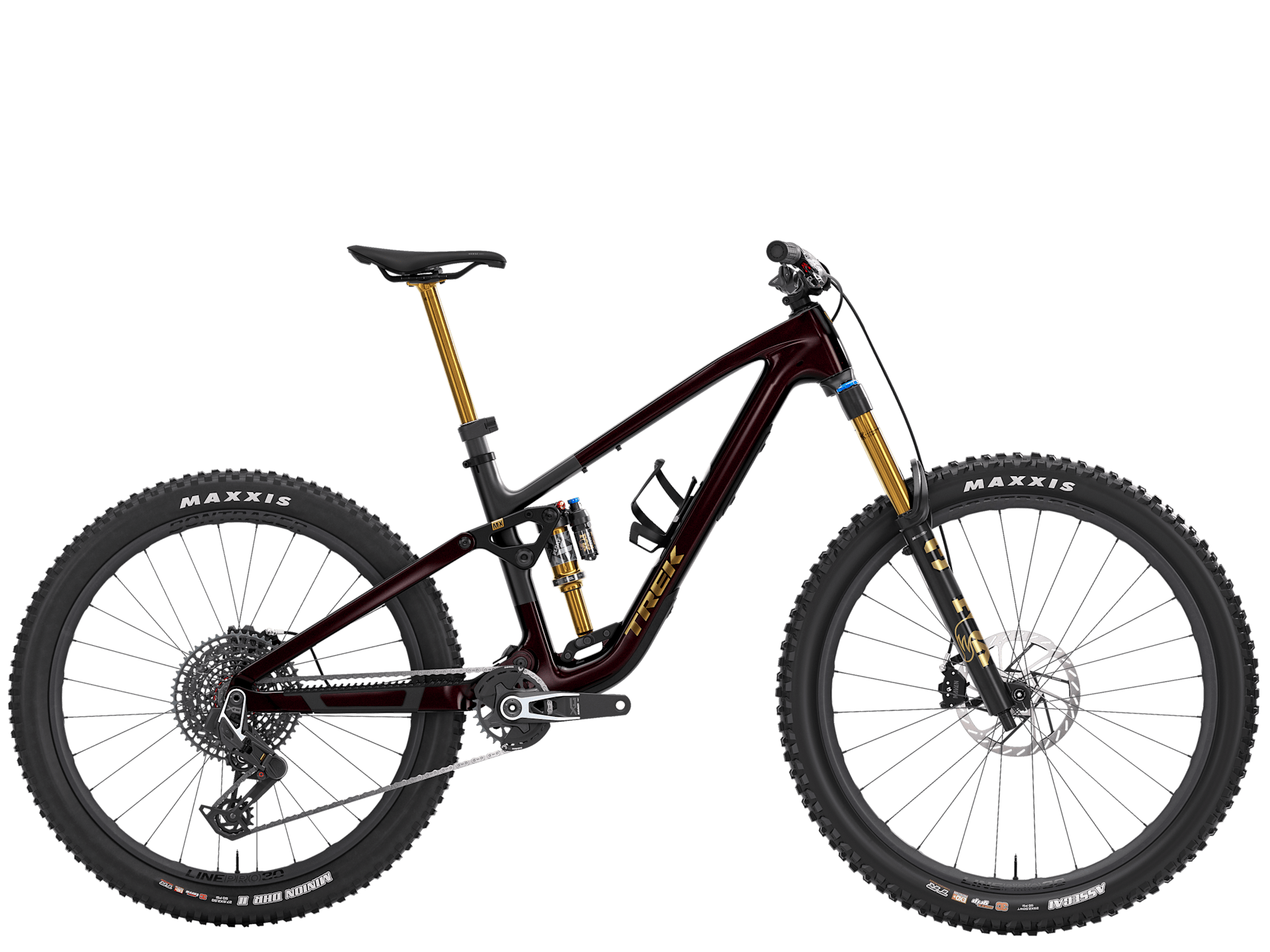 Trek Fuel MX 9.9 X0 AXS Gen 7 mountain bike with full suspension, electronic shifting, and rugged trail-ready design.