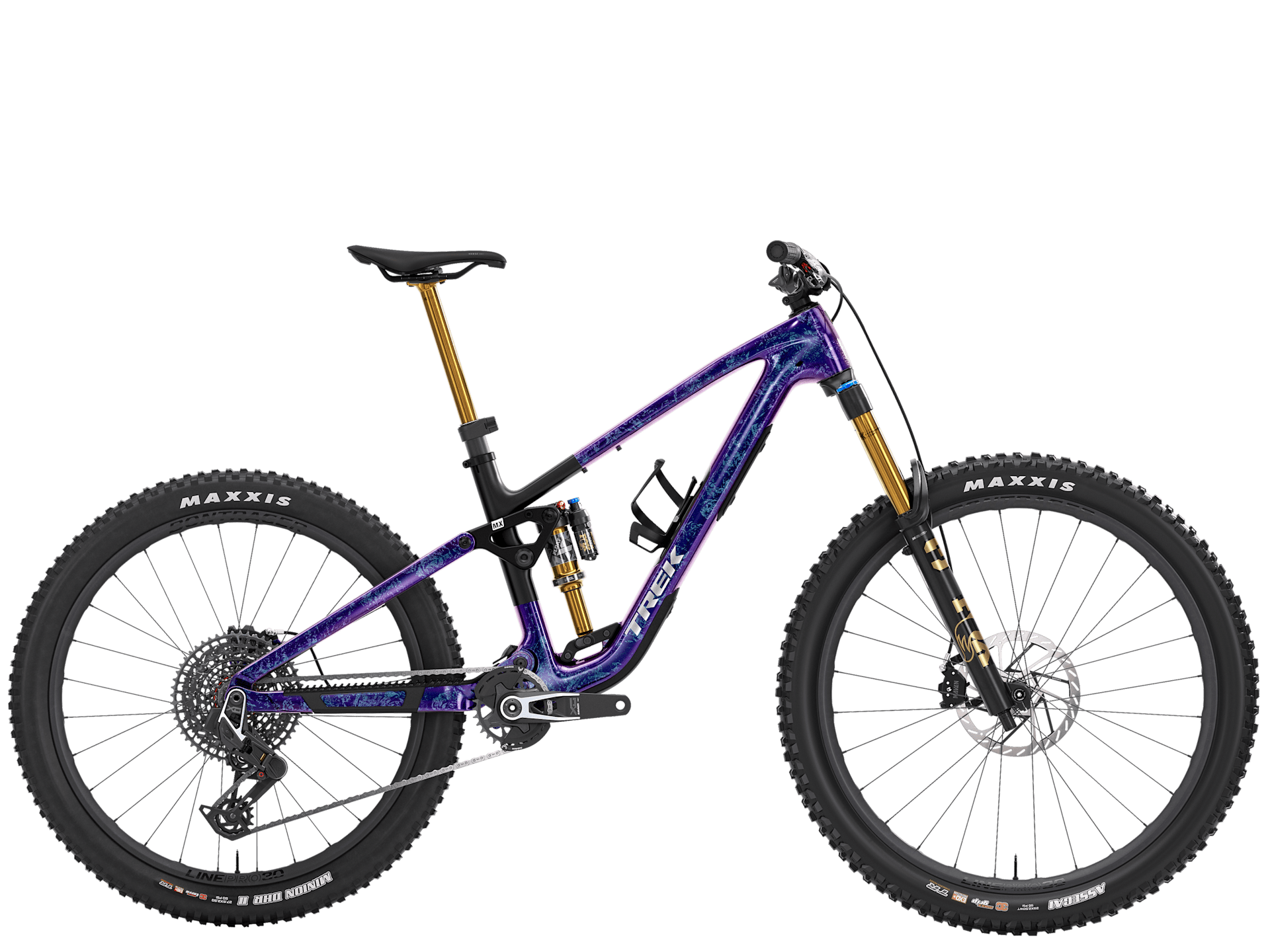Trek Fuel MX 9.9 X0 AXS Gen 7 mountain bike with full suspension, high-performance trail bike, electronic shifting, and rugged tires.