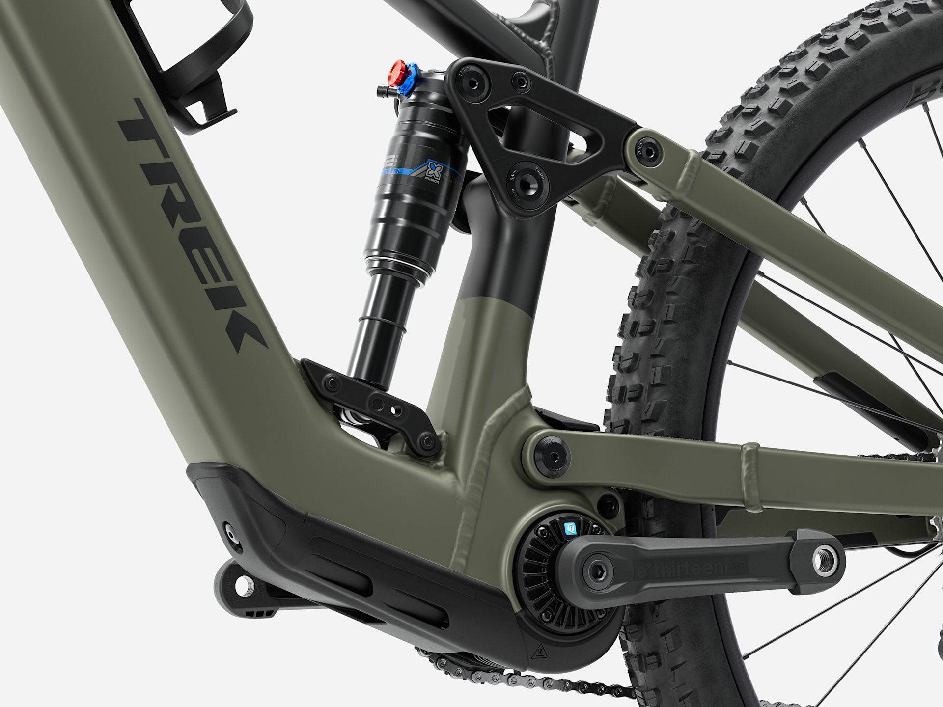 Trek Fuel+ EX 5 Gen 2 2026 e-mountain bike for trail riding and endurance, shown with sleek frame and mountain bike tires.