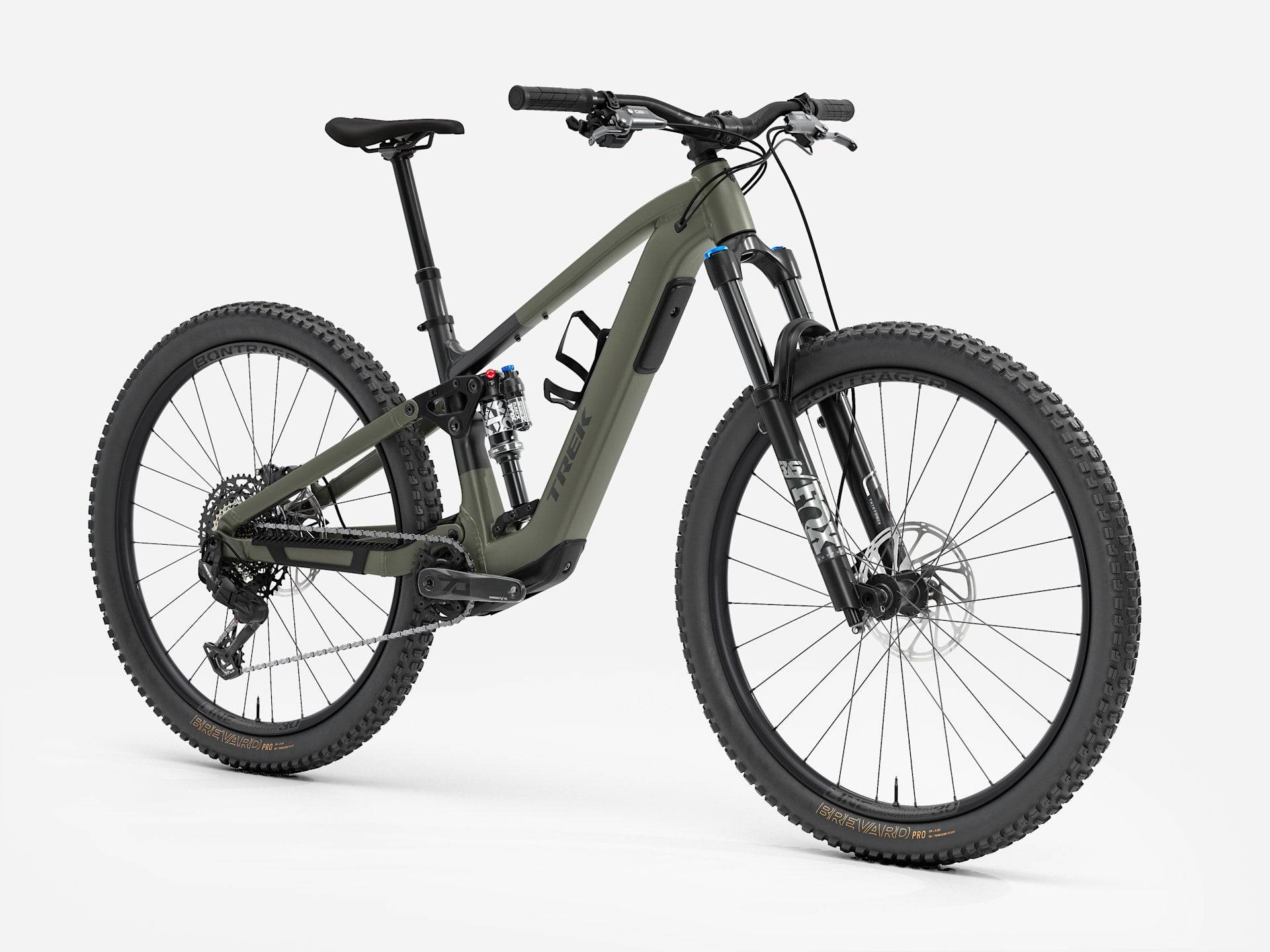 Trek Fuel+ EX 8 Gen 2 e-mountain bike ready for trail riding, with a sturdy frame, suspension, and mountain bike tires.