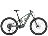 Trek Fuel+ EX 9.7 Gen 2 electric mountain bike with black frame and adjustable motor assist, ready for off-road riding.