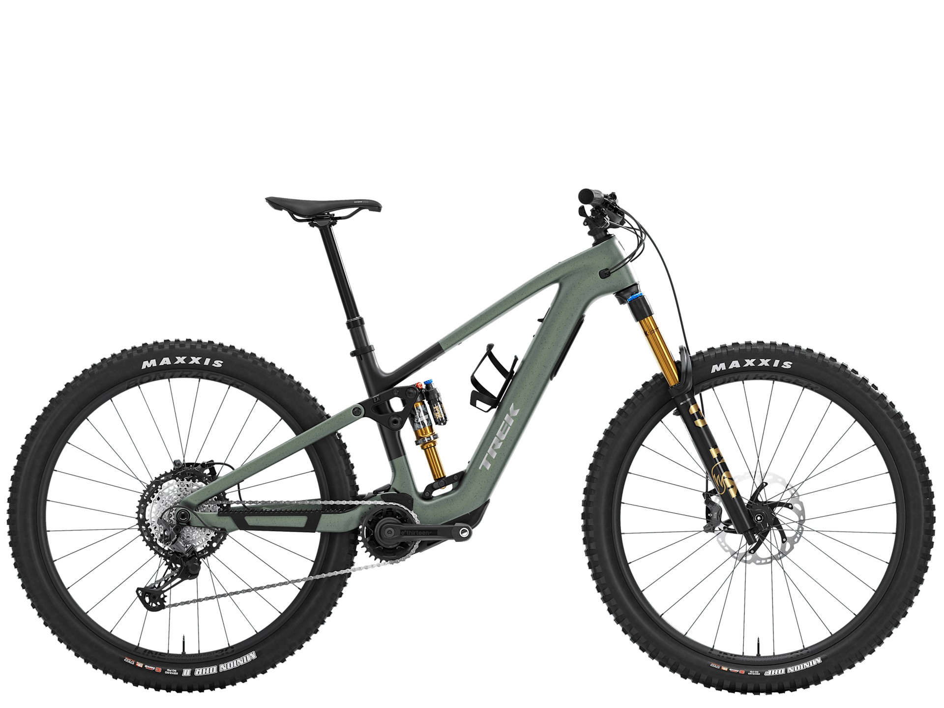 Trek Fuel+ EX 9.8 XT Gen 2 electric mountain bike with suspension, rugged frame, and high-performance components.