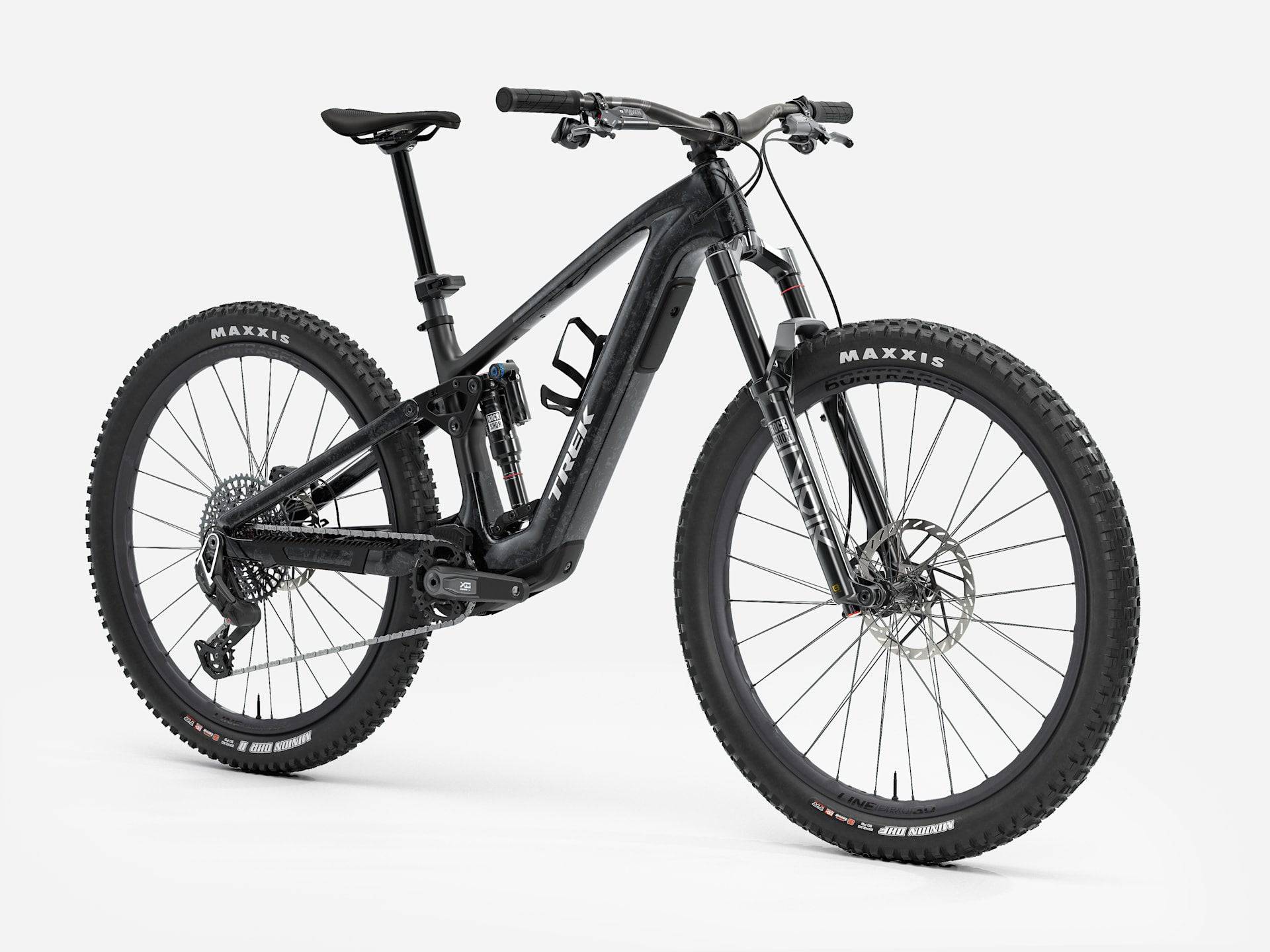 Trek Fuel+ EX 9.9 X0 AXS mountain bike with TQ HPR50 motor, SRAM X0 AXS components, shown in trail configuration.